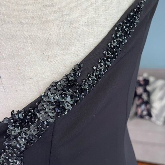 Jovani Sequined Beaded Halter Black Maxi Formal Prom Pageant Gown Dress Sz 6 EUC - Picture 9 of 15